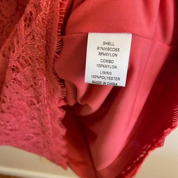 NEW Adrianna Papell Coral Pink Sleeveless Lace Sheath Dress Size 14W - Picture 4 of 4